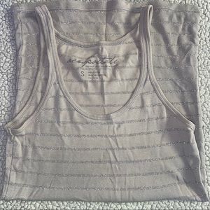 AEROPOSTALE STRIPED GLITTER TANK TOP SMALL SILVER